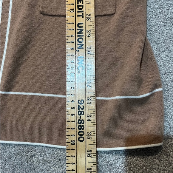 Talbots Camel Open Front Tipped Cardigan Size Medium - Picture 11 of 11